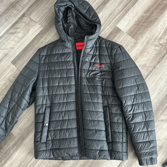 HUGO Men's Charcoal Puffer Jacket - Picture 1 of 2
